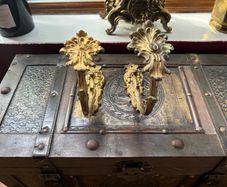 Rare Pair of Antique Ornate Rococo Style Cast Brass Trunk Pulls