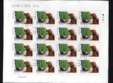 2006 Ireland Love Commemorative Stamp Sheetlet Plate 1A1A1A1A Fine Used with Dublin cancel of 16th January 2006 (First day of issue)