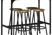 Five-Piece Industrial-Style Bar Table Set - Brown/Black