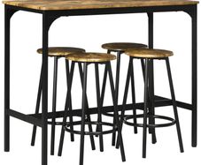 Five-Piece Industrial-Style Bar Table Set - Brown/Black
