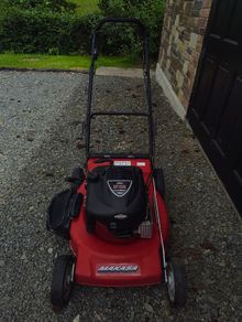 makasa lawnmower petrol, briggs stratton mower, red petrol lawnmower, garden mower used, push lawnmower makasa, petrol grass cutter, briggs stratton engine mower, makasa lawn mower