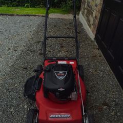 makasa lawnmower petrol, briggs stratton mower, red petrol lawnmower, garden mower used, push lawnmower makasa, petrol grass cutter, briggs stratton engine mower, makasa lawn mower