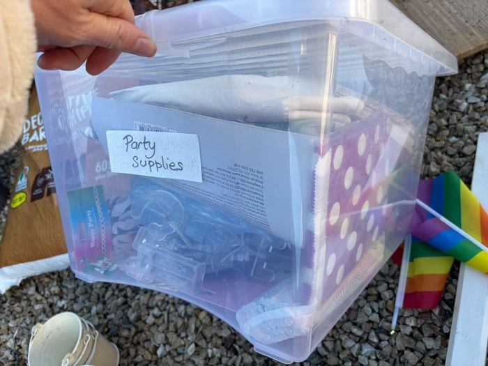 Box of party stuff