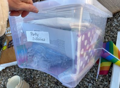 Box of party stuff
