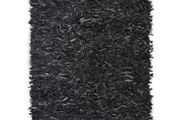 Shaggy Rug Genuine Leather 190x280 cm Grey
