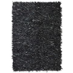 Shaggy Rug Genuine Leather 190x280 cm Grey