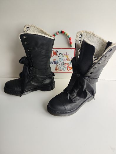 Triumph Aimilita Dr Martens fur fleece lined FL black mid calf boots UK5 EU38