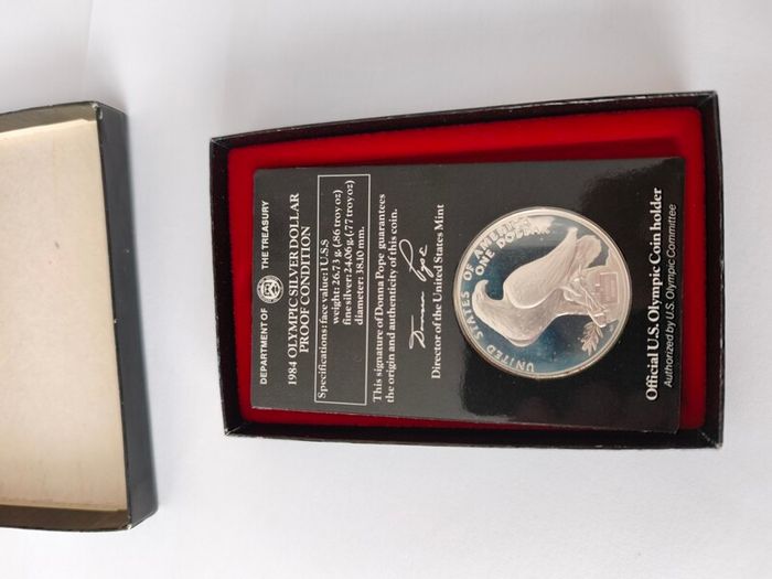 1984 Olympic Dollar Proof Fine Silver Coin UNC