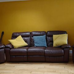 Leather electric recliner sofa