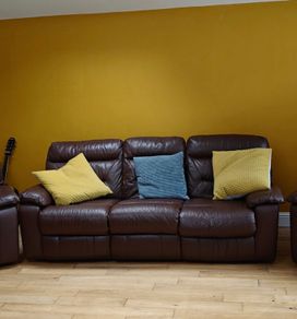 Leather electric recliner sofa