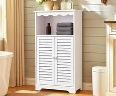 Freestanding Bathroom Storage Cabinet, Waterproof PVC Floor Cabinet with Drawer & Door, Organiser for Bathroom, Kitchen, Living Room, Office 75cm (H) x 34cm (W) x 24cm (D)