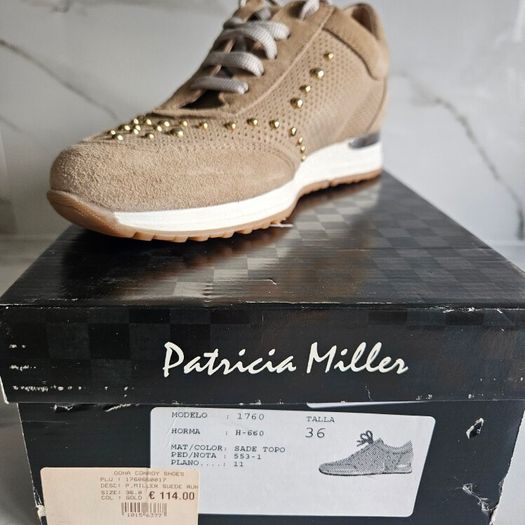 Patricia Miller dressy embellished beige suede trainers sneakers runners RRP 114 e sizes UK 3.5 & 6.UK new & boxed