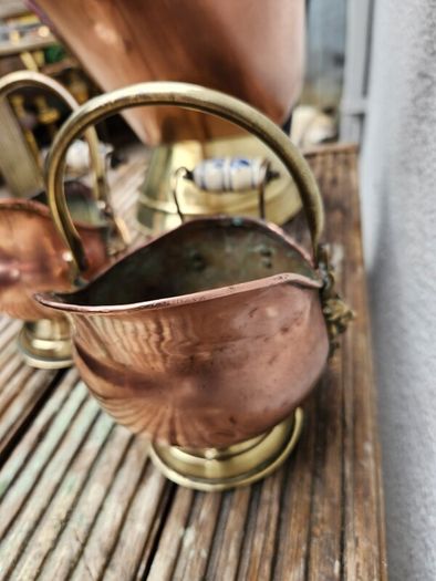 Vintage copper and brass coal helmet +2