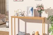 Slim Entryway Table, Narrow Sofa Table, 100cm Bamboo Hallway Table for Entryway, Living Room, Bedroom, Foyer, Natural