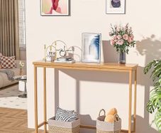 Slim Entryway Table, Narrow Sofa Table, 100cm Bamboo Hallway Table for Entryway, Living Room, Bedroom, Foyer, Natural