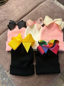 Beanie hats with big bow