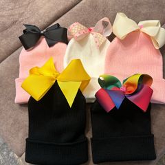 Beanie hats with big bow