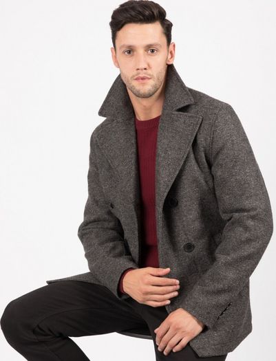 Tokyo Laundry mens pea coat grey UNWORN WITH TAGS