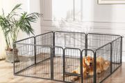 Puppy Run Puppy Playpen Crate  Animal Playpen Free-Range Enclosure Dog Playpen Puppy Fence Barrier Fence Grid Puppies Rabbits Rabbit 8-corner grey 77 x 60 cm P