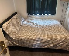 IKEA SLATTUM Upholstered Double Bed Frame with Double Mattress