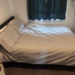IKEA SLATTUM Upholstered Double Bed Frame with Double Mattress