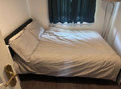 IKEA SLATTUM Upholstered Double Bed Frame with Double Mattress
