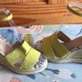 RIVER ISLAND Ladies suede mustard yellow high wedge sandals size 5 Image 5