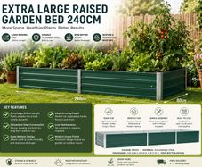 Large Raised Garden Bed 240cm Galvanised Steel Planter Box