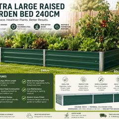 Large Raised Garden Bed 240cm Galvanised Steel Planter Box