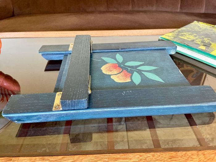 Rustic Teal Blue Wooden Cookbook Stand Folding Recipe Book Holder Tablet iPad Easel