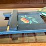 Rustic Teal Blue Wooden Cookbook Stand Folding Recipe Book Holder Tablet iPad Easel Image 10