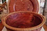 Large African Art Pottery Platter &amp; Hand Turned Bowl