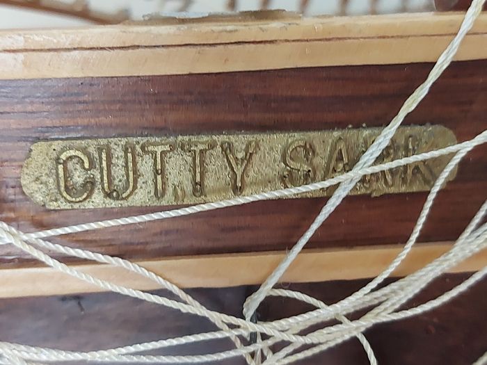 Large Timber  crafted model of the Cutty Sark, A speedy Clipper Sailboat that transported TEA in the late 19thy century