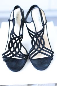 Lk Bennett Wade Black Suede Strappy Heel Sandals Size 7/40