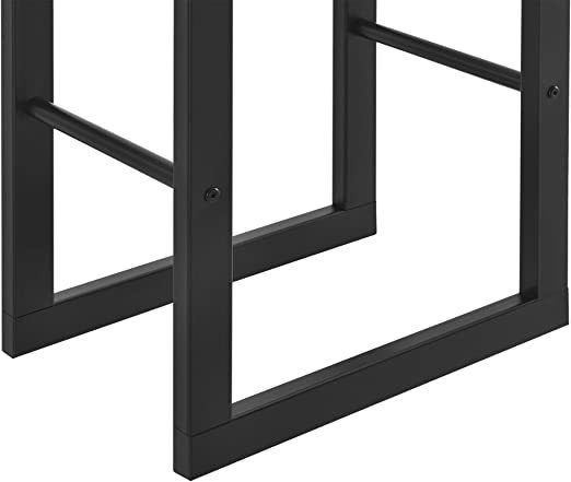 Firewood Rack Indoor Outdoor Metal 100 x 25 x 100 cm Wooden Shelter Stacking Aid for Firewood Wood Storage Firewood Stand Black