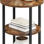_Round 3 Tier Steel Side Table Easy Assembly for Living Room Bedroom Industrial Style Vintage Brown Black Image 2