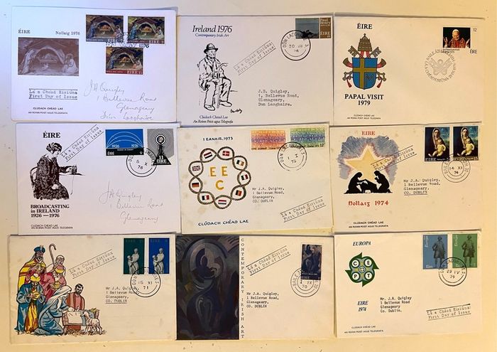Irish 1970's FDC covers 9pcs envelopes