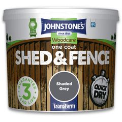 Johnstone's Woodcare One Coat Shaded Grey Shed and Fence Exterior Wood Paint 5L