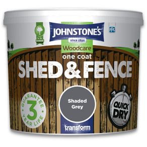Johnstone's Woodcare One Coat Shaded Grey Shed and Fence Exterior Wood Paint 5L