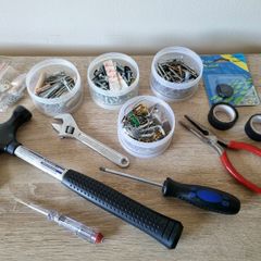 Bits and bobs - claw hammer- pliers - electrical tape