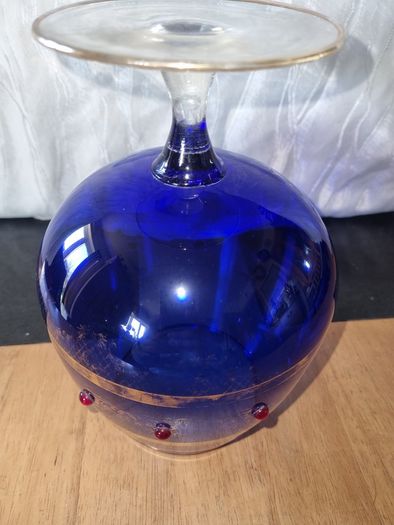 Large vintage Bohemia glass goblet