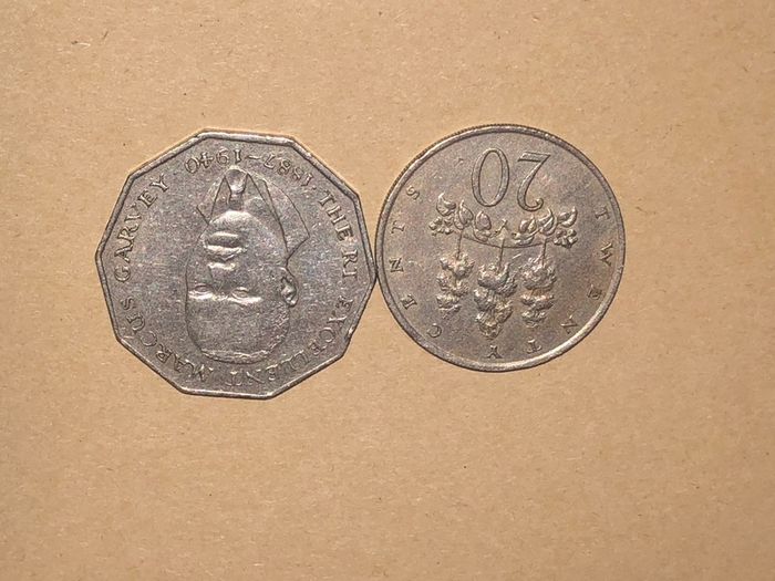 Jamaican 50 cents 1989 And 20 cents 1969