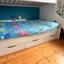 White Triple Bunk Bed with Drawers and Slide Image 4