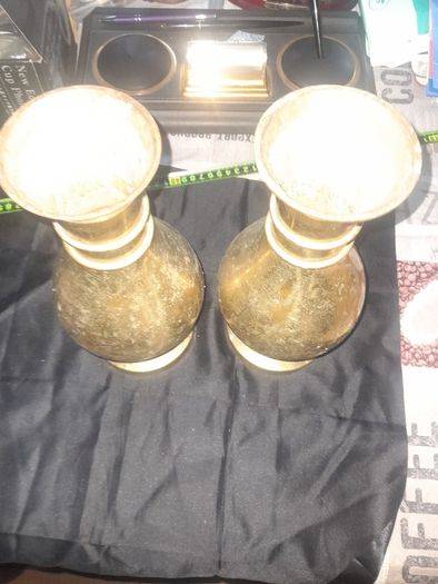 A Pair of Old Large Heavy Brass Vases