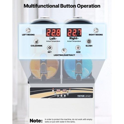 Commercial Frozen Drink Maker, 15Lx2 Double Tank Slushy Machine, 120 Cups Stainless Steel Margarita Smoothie Frozen Drink Machine