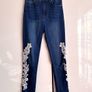 H&M Blue Skinny Jeans wish White Floral Lace - Size EUR 36 / UK 8 Image 4