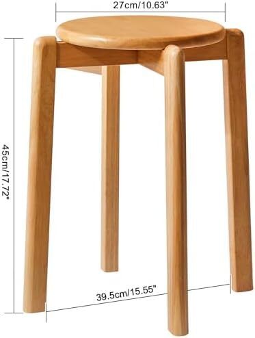 Dining Room Chairs, Bar Chairs Made of Solid Wood, Set of 4 Bar Stools, Round Seat Stools, Work Stool, Space-Saving, Stackable, for Meeting Room, Living Room, Dining Room, Kitchen, Natural