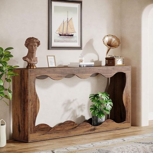 160 cm Console Table in Country House Style with Storage Space, Coffee Table Behind the Sofa