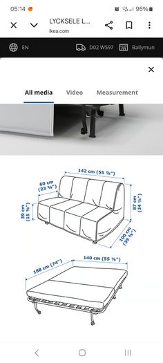 High Quality IKEA Lycksele Lovas 2-Seater Sofa Bed in Excellent Condition With Fabric Cover in a Discontinued Popular Pattern
