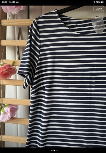 dress street one navy & white striped dress size 38(12)